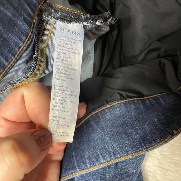 Spanx Jeans Leggings Skinny Jeans Distressed Ankle Size XL Dark Wash - Picture 12 of 13